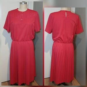 Vintage Blair Boutique Hot Pink Pleat Bottom Dress Size 16